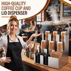 9 Compartment Stainless Steel Vertical Coffee Cup and Lid Dispenser - Image 4