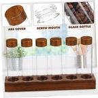 1Set Coffee Bean Storage Tubes with Wooden Stand Airtight Glass Canisters for Preserving Freshness for Coffee Beans and Seasonings Easy to Assemble and Disassemble - Image 3