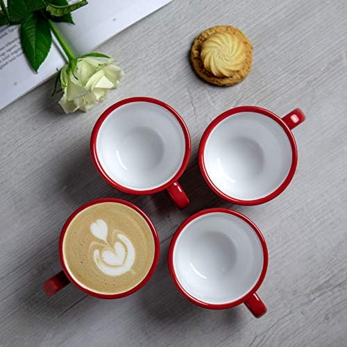 City to Cottage Handmade Red and White Polka Dot Ceramic 8.4oz/250ml | Cappuccino, Coffee, Tea Cup and Saucer, Unique Designer Pottery for Tea Lovers - Image 5