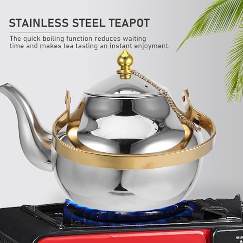 VILLCASE Stainless Steel Teapot with Removable Infuser Stovetop Tea Kettle Water Kettle Fine Mesh Strainer for Loose Leaf Brewing Home Office Travel Use - Image 3