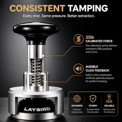 TriPress Espresso Tamper, Fits 53.3mm & 54mm, 25lb Self-Leveling - Image 3