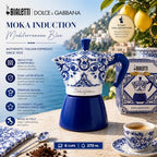 Bialetti Dolce & Gabbana Mocinduction Blue Mediterraneo 6 Cup Induction & Open Fire (Coffee Maker, Espresso Makinetta) - Image 2