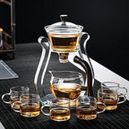 RORA Lazy Kungfu Glass Tea Set Semi Automatic Drip Rotating with Infuser Glass Teapot Set (6 cups) - Image 3