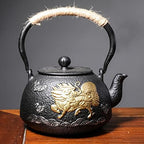 Tea Kettle,Cast Iron Teapot in Japanese Style,Tetsubin Tea Kettle with Stainless Steel Infuser,Die Casting Pattern Stove Safe Kettles,Traditional Iron Teapots,1.2L(Color:O) (Size : U) by Unknown