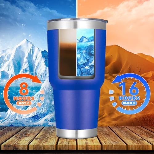 DOMICARE 30oz Tumbler Bulk with Lid and Straw, Double Wall Travel Coffee Mug, Insulated Vacuum Stainless Steel Tumblers, Powder Coated Tumbler Cup (Dark Blue, 8) - Image 4