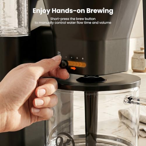 Kismile SCA Certified 8-Cup Coffee Maker, 6-Min Quick Brew, Hot & Cold Brew Coffee Machine, Adjustable Flow Control, Magnetic Anti-Drip, Keep Warm, DIY Manual Mode, Dishwasher Safe, Matte Black - Image 5