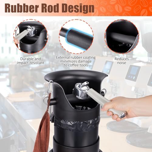 HOMEE 4L Espresso Coffee Knock Box with 25 Garbage Bags with Brush & Towel - Image 3