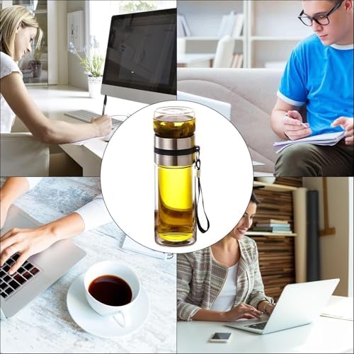 Tea and Water Separation Cup - Water Bottle with Tea Separation Double Wall Glass Water BottleTea Infuser Bottle with Strainer,Water Separation Tea Bottle for Men,Loose Tea - Image 6