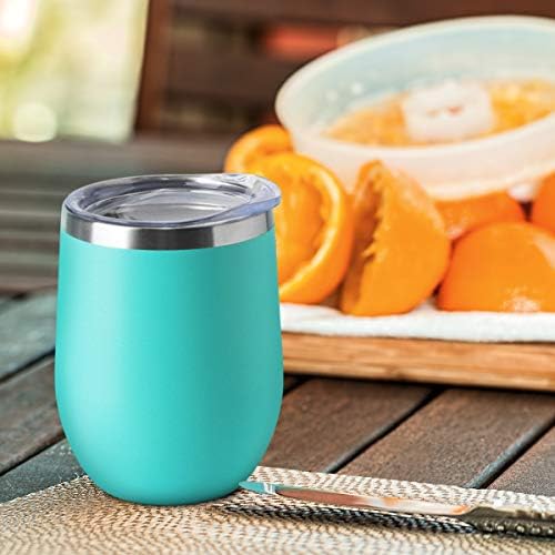 HASLE OUTFITTERS 12oz Wine Tumbler with Lid Stemless Wine Glasses Double Wall Vacuum Travel Mugs stainless steel Coffee Cup for Cold & Hot Drinks Wine Coffee Cocktails Beer 12 Pack Light Blue - Image 6