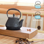 Cast Iron Teapot, 32oz Tea Kettle with Infuser for Stove Top, Sakura Blossom Pattern Japanese Tea Pot for Tea & Coffee Coated with Enameled Interior, Silicone Handle 950ml black - Image 2