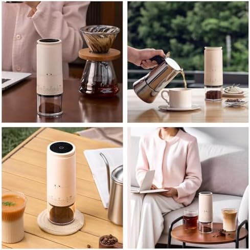 Portable Electric Coffee Grider with 40 Adjustable Levels Fine to Coarse Setting, Ceramic Conical Burr, for Home, Office, Travel, Camping, 1800mAH Rechargeable (light pink, ceramic burr) - Image 5