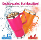 20 oz Tumbler with Handle Stainless Steel Insulated Mug with Lid and Straw - Image 3