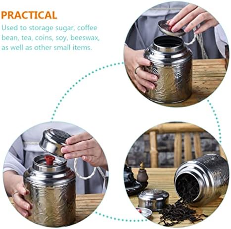 Tea Jars Storage Tea Jars Storage, Stainless Steel Tea Canister Silver Kitchen Food Storage Jars 100g Tea Tin Coffee Dispenser with Sealed Lids Airtight Loose Leaf Tea Container (Silver 14X10.5X6.5CM) - Image 4