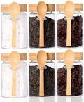 Glass Jar with Screw Lid and Spoon, 6 Pack16 OZ Tea Containers for Loose Leaf Tea, Salt and Sugar Containers for Countertop, Yogurt Jars for Overnight Oatmeal by LEAVES+AND+TREES+Y