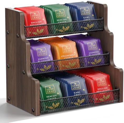 TJ.MOREE 3-Tier Tea bag Organizer, Sturdy & Compact, Black by TJMOREE