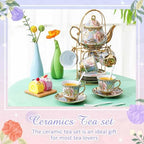 Zhehao 20 Pcs Porcelain Tea Set for Adult, with Metal Holder, Rustic - Image 5