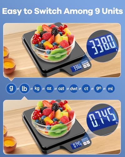 Large 5kg/11lb Kitchen Scale with 0.1g/0.01oz High Precision, USB Rechargeable Food Scale, Stainless Steel Pan, with Tare Function,for Baking Cooking Coffee Package Postage - Image 3