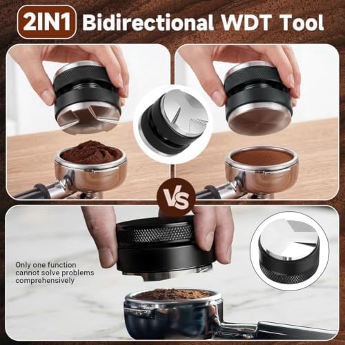 Espresso Accessories Kit Featuring 51mm Dual Head Coffee Distributor, Espresso Tamping Station, Stirrer, Dosing Funnel& WDT Tool - Image 5