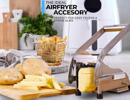 2-Blade French Fry Cutter - Stainless Steel Potato Slicer, Non-Slip Suction - Image 3