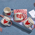 16oz Hand-painted Heart and Stripe Ceramic Mug Set of 4, Large Capacity Tea Milk Coffee Cups, Romantic Valentine Birthday Housewarming Gift for Women Coffee Lovers, Microwave & Dishwasher Safe by DelightsGalore