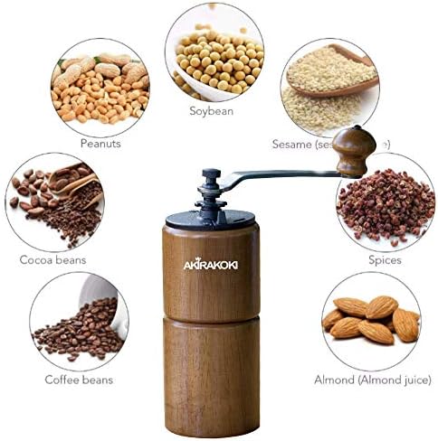 Manual Coffee Bean Grinder Wooden Mill with Cast Iron Burr, Large Capacity Hand Crank, Portable Travel Camping Adjustable (Brown) - Image 2