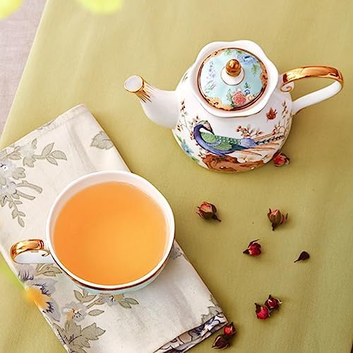 ACMLIFE Tea Set For One - Vintage Floral Bone China Tea Set for One Teapot fnd Cup Set, Bone China Teapot & Cup, 12 Oz, Blue and WhiteTea Set for Women for Gift(Light blue) - Image 6