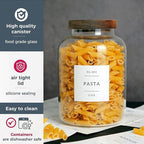 CZHQSMZ Set Of 2 Large Glass Jar with Wooden Lid with 132 Labels, Glass Storage Jars for Flour Pasta Candy Coffee Cookie and More(70 FL OZ/2000 ml) - Image 4