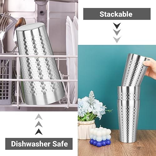 Metal Cup, 19 oz Insulated Tumbler, 12 Pack Double Wall Unbreakable Stackable Water Tumblers Premium Insulated Stainless Steel Cups Drinking Glasses for Home Travel Camping Outdoor - Image 5