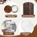 Suclain 3 Pcs 44 oz Glass Coffee Grounds Container with Shelf Glass Coffee Bean Storage Canisters with Airtight Lid and Measuring Spoon Food Storage Jars for Kitchen Sugar (Trendy Style) - Image 3