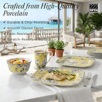 222 Fifth Adelaide Yellow 16-Piece Floral Porcelain Dinnerware Set | Microwave and Dishwasher Safe Dining Set for 4 | Stackable & Chip-Resistant Plates Bowls and Cups | Gift for Housewarming & Wedding - Image 6