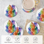 Watercolor Natural Prismatic Gemstone Cluster Ceramic Coaster - Image 5