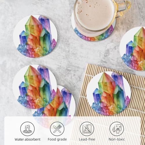 Watercolor Natural Prismatic Gemstone Cluster Ceramic Coaster - Image 5