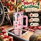 JarThenaAMCS 40 Oz Christmas Tumbler with Handle, Pink Nutcracker - Image 4