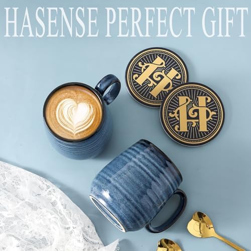HASENSE Ceramic Coffee Mugs Gift Set for Men, Women, Blue Reactive Glazes - Image 7