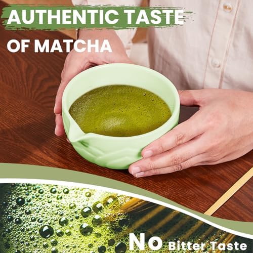 Matcha Whisk Set, Lotus Green Ceramic Matcha Set Includes Matcha Bowl, Matcha Whisk (Chasen) and Holder, Sifter, Bamboo Scoop & Spoon - 6 Pcs Matcha Kit for Matcha Lovers - Image 5