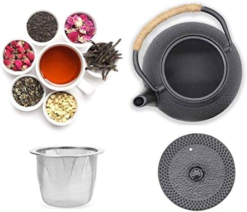 Japanese Tetsubin Cast Iron Teapot, Iron Tea Pot with Infuser for Loose Tea, Cast Iron Tea Kettle Stovetop Safe, Teapot Coated with Enameled Interior, 600ml/20oz - Image 4