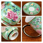 KAMMAK Tea Cup and Saucer, Ceramic Coffee Cups, 7.1 oz, Set of 2 - Image 4