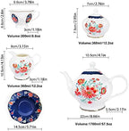 fanquare 21 Piece Old Victorian Porcelain Tea Set for 6, Royal British Floral Tea Cup Set for Women, Wedding Tea Party Set for Adults - Image 6