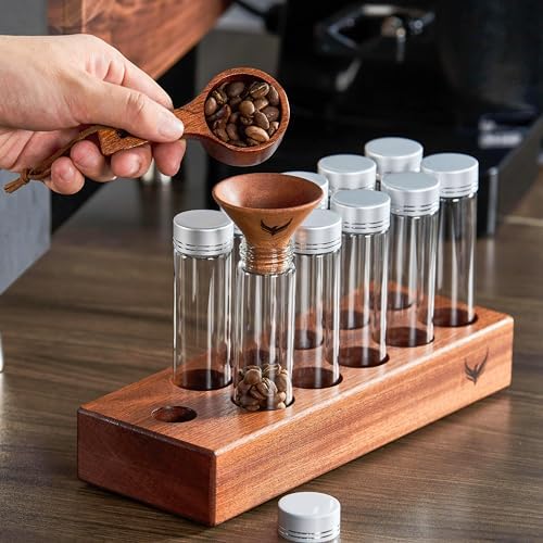 Espresso Accessories Set – 10 Single Dose Bean Storage Tubes with Stand & Funnel, Ceramic Dosing Cup with RDT Spray, Smart Digital Espresso Scale with Timer - Image 2