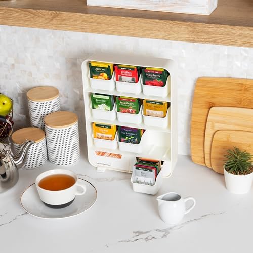 Mind Reader Tea Bag Organizer, Tea Station Organizer, Countertop Storage, Kitchen, Plastic, 10.25"L x 3.25"W x 13.75"H, White - Image 5