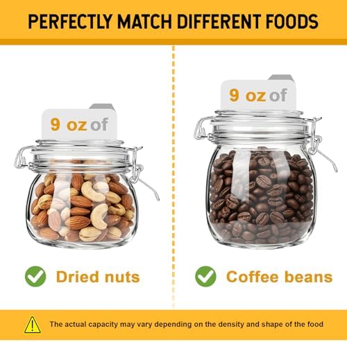 Glass Storage Jars with Airtight Lids Set of 6 (17 oz/26 oz/50 oz), Clear Glass Canister Containers Food Storage for Kitchen Pantry, Flour Sugar Coffee Beans Cereal Spice Tea, BPA-free - Image 3