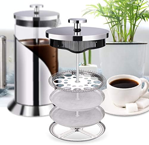 French Press Coffee Maker - 304 Grade Stainless Steel Coffee Maker - 4 Level Filtration System - Heat Resistant Borosilicate Glass - Coffee Press 34oz Bistro@Home - Image 3