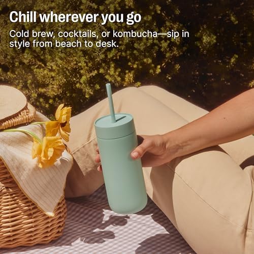 Fellow Carter Cold Ceramic Lined Tumbler 16 oz with Straw Lid, BPA-Free - Image 3
