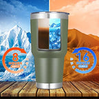 DOMICARE 30 oz Tumbler with Lid and Straw, Stainless Steel Tumblers Bulk, Insulated Vacuum Double Wall Travel Coffee Mug, Durable Powder Coated Tumbler Cups (Army Green, 4) - Image 3