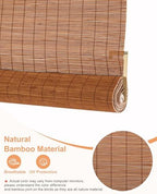 72" W x 72" H Cordless Bamboo Roller Shades for Interior, Brown - Image 5