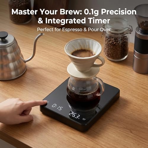 Partyreal Digital Kitchen Coffee Scale, Slim Scale with Tare, g/oz/ml Units, Backlit Display, USB-C Rechargeable (Cable Included) + AAA Backup Power Black - Image 2