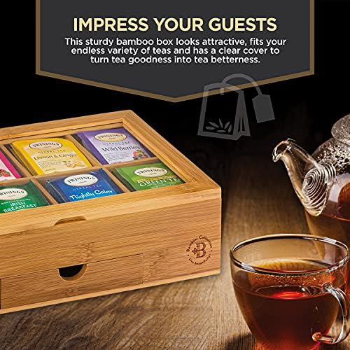 Personalized Tea Bag Organizer - Custom Engraved Bamboo Tea Box Organizer, 8-Compartment Tea Box with Magnetic Acrylic Lid, Mothers Day Gifts for Mom, Grandma Gift Wife Gift, Tea Lover Gift by Bambusi - Image 7