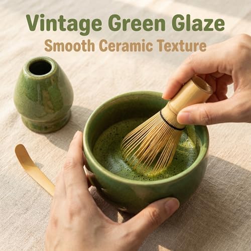 Premium Japanese Traditional Matcha Tea Set, Handmade Ceramic Bowl, Holder with Bamboo Whisk and Scoop for Starters,Complete 4-Piece Kit,Ceremonial Party Gifts for Birthday Anniversary - Image 4