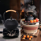 1.5L Japanese Tetsubin Cast Iron Teapot Tea Kettle Pot with Infuser for Stovetop Safe Coated with Enameled Interior - Image 2