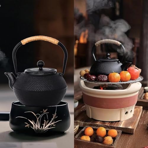 1.5L Japanese Tetsubin Cast Iron Teapot Tea Kettle Pot with Infuser for Stovetop Safe Coated with Enameled Interior - Image 2